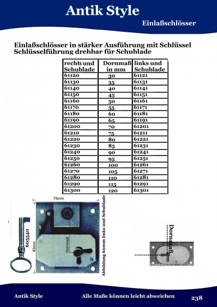 Einlassschlösser Seite 296