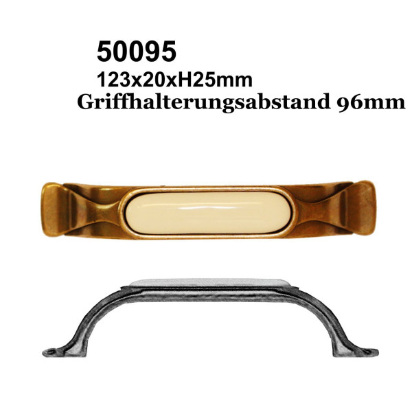 Bügelgriff messing mit Porzellaneinlage 125×20 mm-C