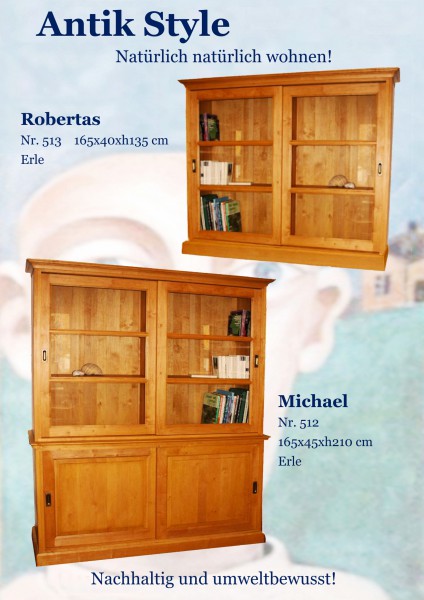 Massivholzmöbel Erle Glasschschrank Seite 0479