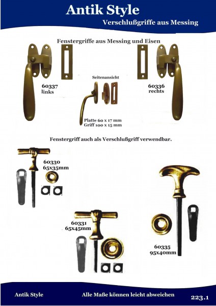 Verschlüßgriffe aus Messing Seite 274