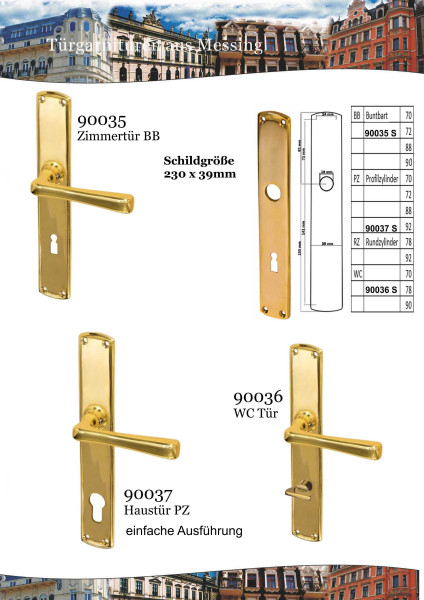 Türgarnitur Messing Langschild 230×39 mm (S.521)