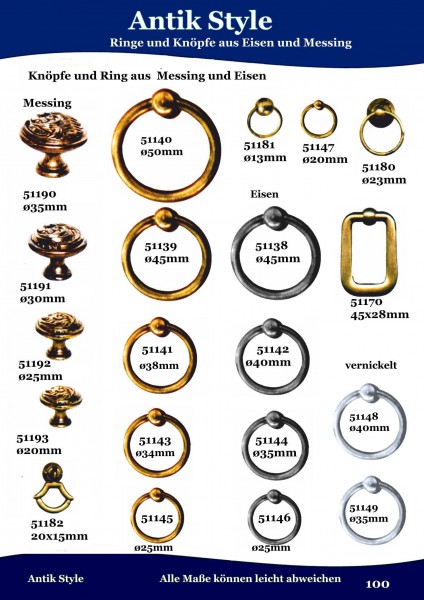 Ringe und Knöpfe aus Messing und Eisen. Seite 120