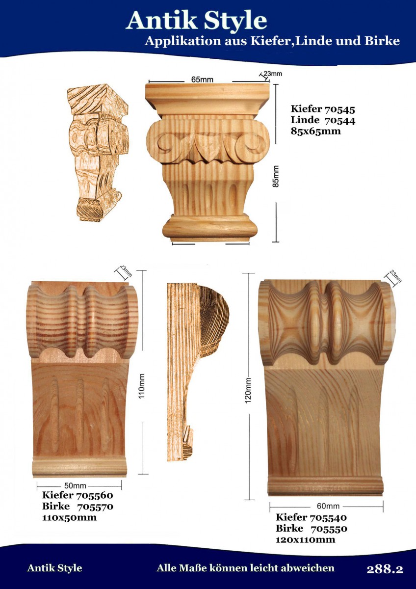 Holzteile | Antik-Style GmbH - Beschläge, Griffe, Holzpflege, Massiv