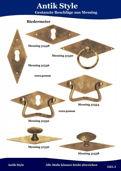 Gestanzte Beschläge für Möbel , Biedermeier aus Messing. Seite 146