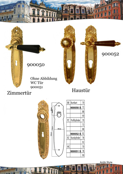 Türgarnitur Historismus Messing mit Porzellangriff (S.520)