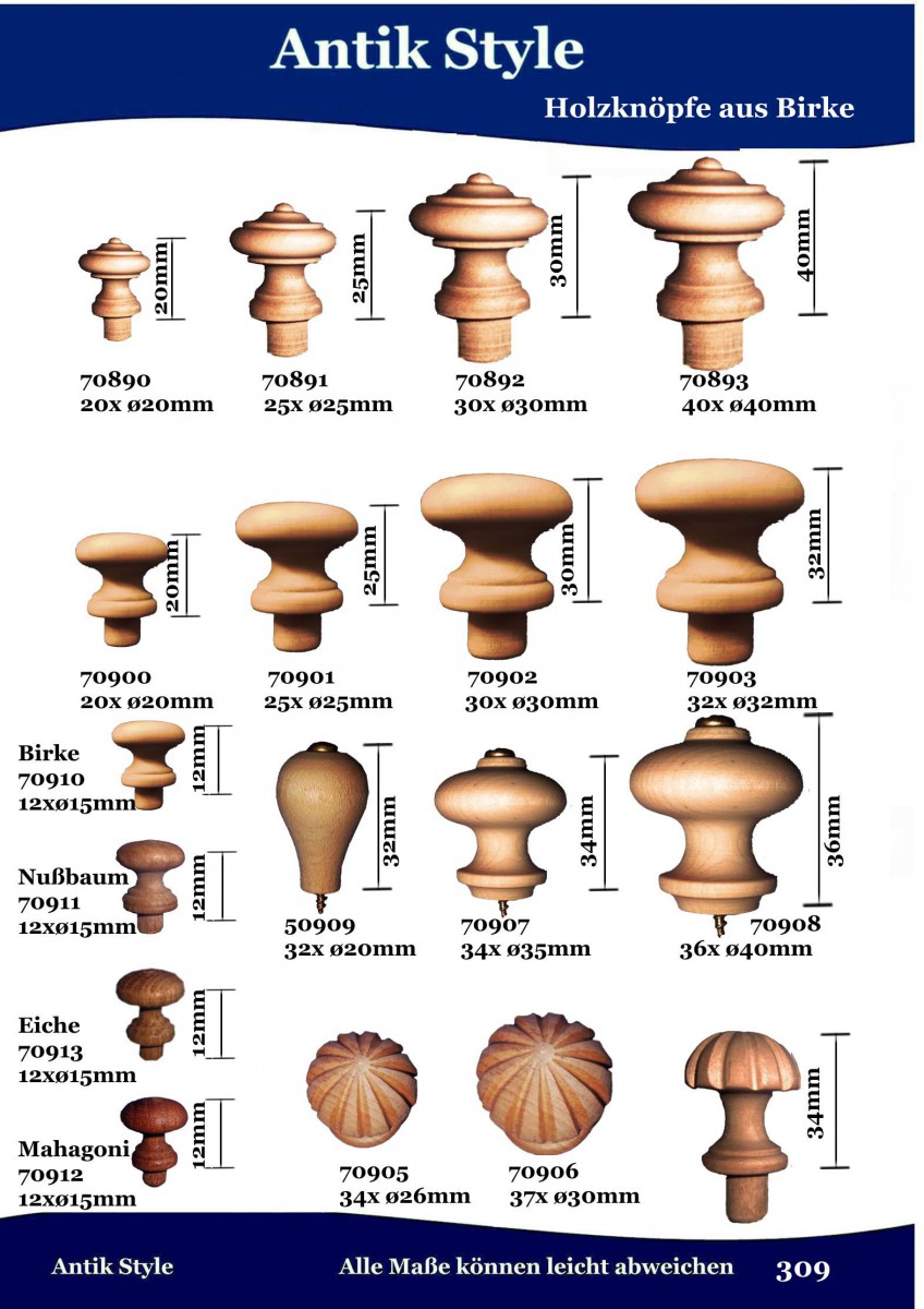 Knöpfe | Holzteile | Antik-Style GmbH - Beschläge, Griffe, Holzpflege