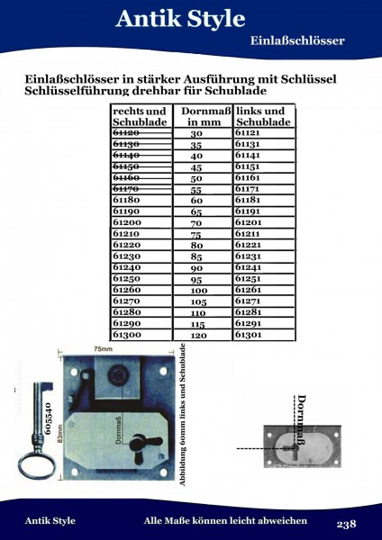 Einlassschlösser Seite 296