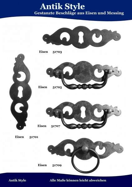 Gestanzte Beschläge für Möbel , Biedermeier aus Messing und Eisen. Seite 170
