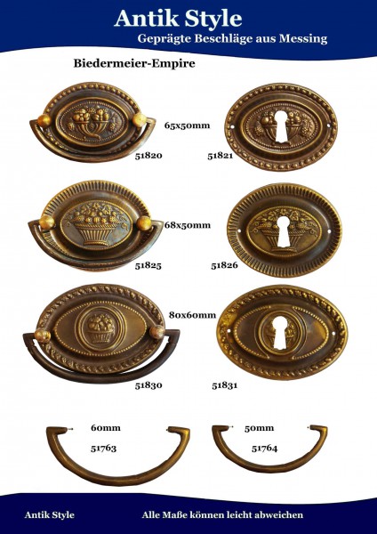 Geprägte Beschläge für Möbel , Biedermeier-Empire aus Messing Seite 176