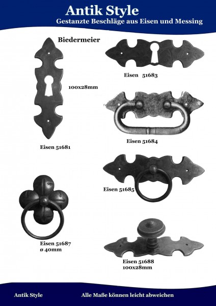 Gestanzte Beschläge für Möbel , Biedermeier aus Messing und Eisen. Seite 166