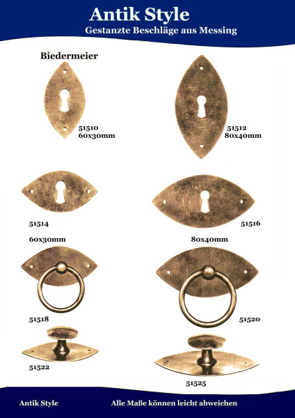 Gestanzte Beschläge für Möbel , Biedermeier aus Messing. Seite 142
