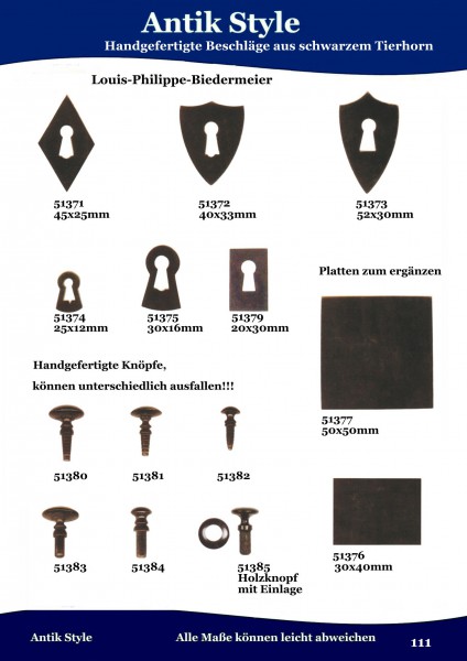 Beschläge aus schwarzem Tierhorn Seite 132