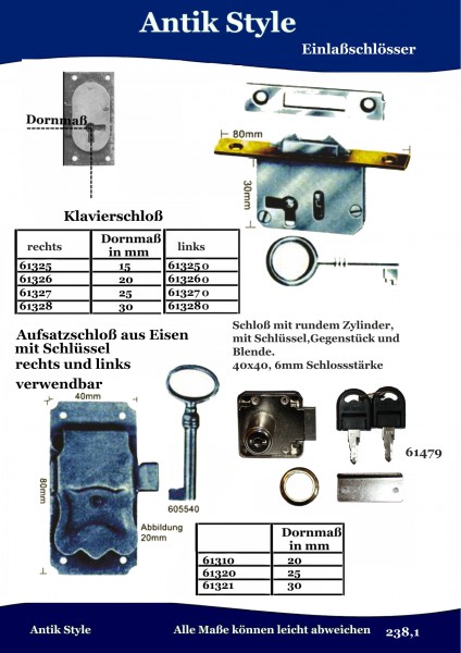 Aufsatzschlösser Seite 297