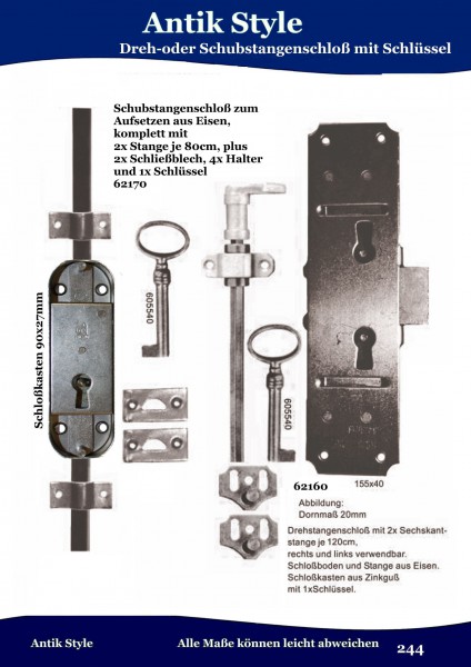 Stangenschlösser Seite 303