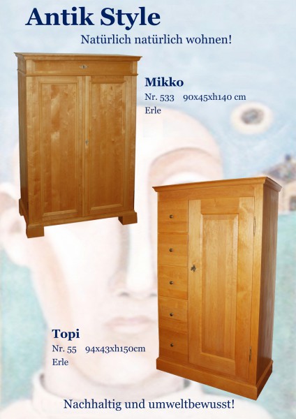 Vollholzmöbel Erle Hochschrank Seite 0484