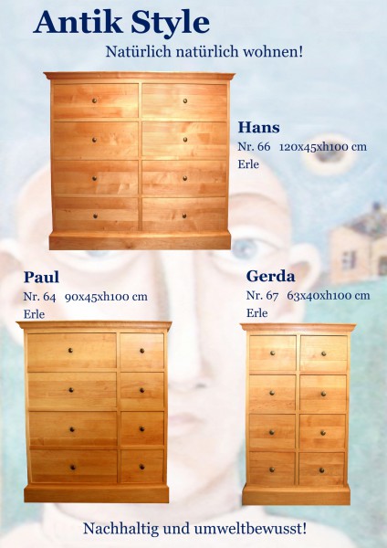 Vollholzmöbel Erle Kommoden Seite 0486