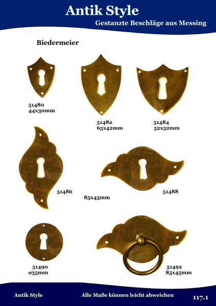 Gestanzte Beschläge für Möbel , Biedermeier aus Messing. Seite 138