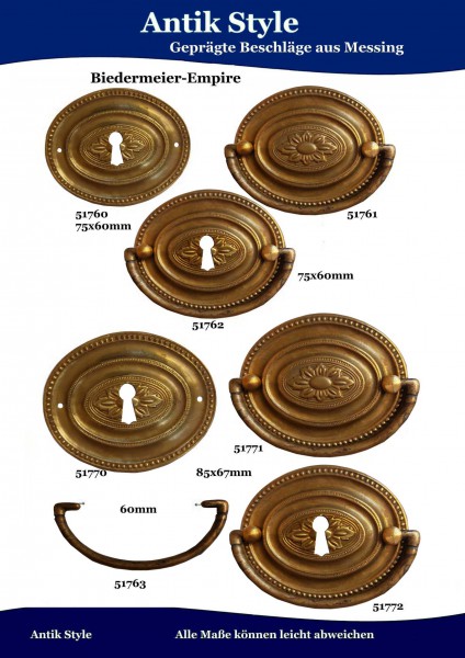 Geprägte Beschläge für Möbel , Biedermeier-Empire aus Messing Seite 174