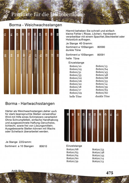 Hart/Weich Wachsstangen Seite 0381.1