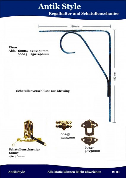 Regalhalter und Schatullenscharniere Seite 246