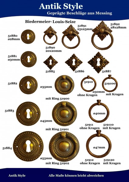 Geprägte Beschläge für Möbel , Biedermeier-Empire aus Messing Seite 179