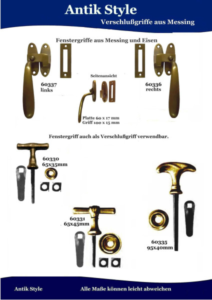 Verschlüßgriffe aus Messing Seite 274