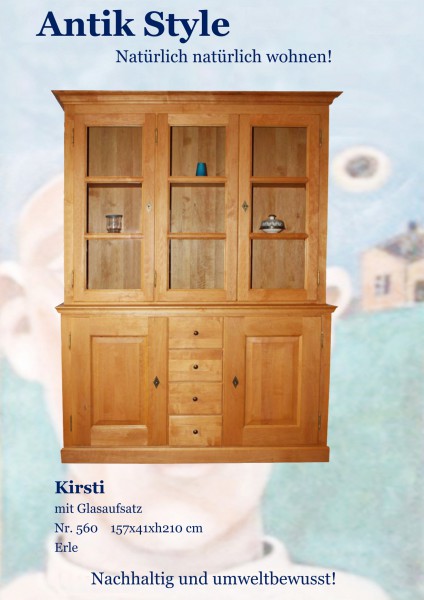 Massivholzmöbel Erle Glasschschrank Kirsti Seite 0475