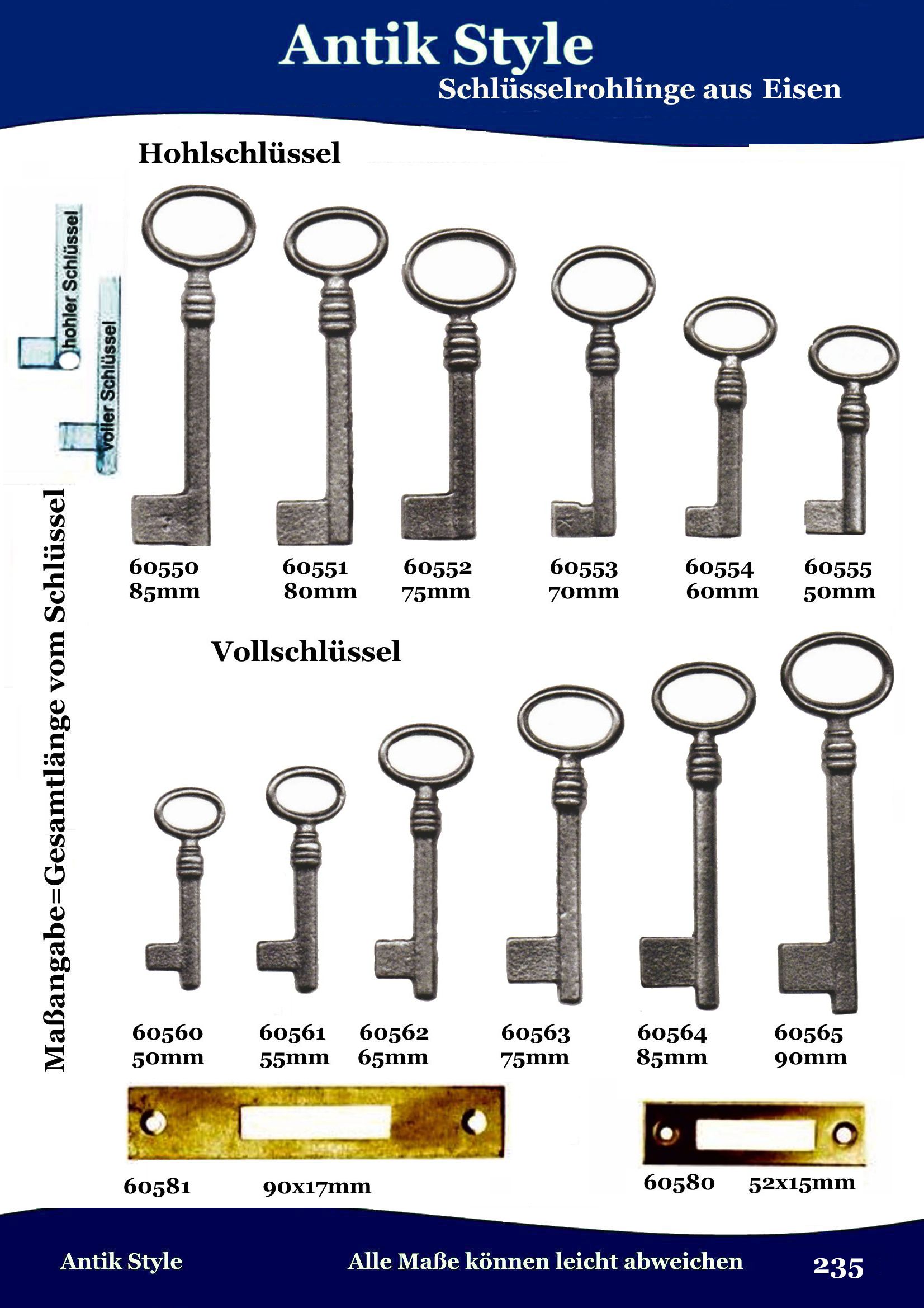 Schlüssel Seite 291 Gesamtkatalog AntikStyle GmbH Beschläge