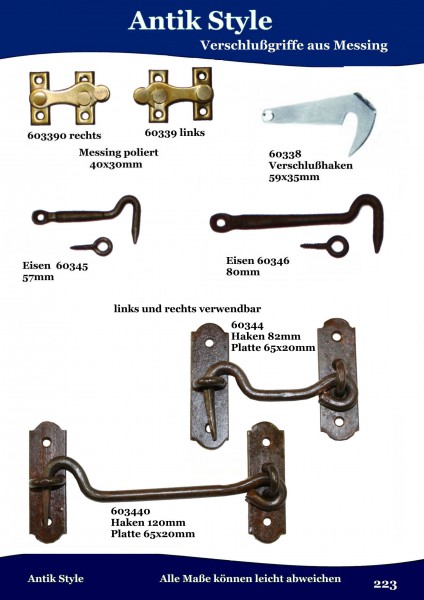 Verschlußgriffe aus Messing Seite 275