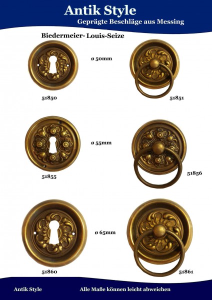 Geprägte Beschläge für Möbel , Biedermeier-Empire aus Messing Seite 177