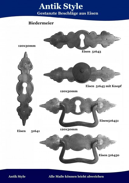 Gestanzte Beschläge für Möbel , Biedermeier aus Eisen. Seite 157