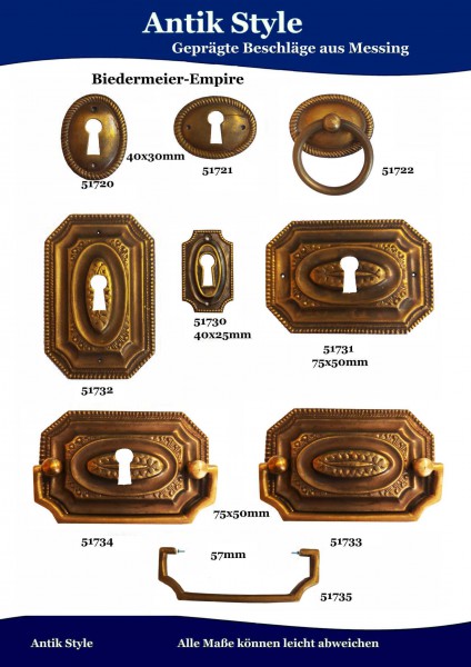 Geprägte Beschläge für Möbel , Biedermeier-Empire aus Messing Seite 172