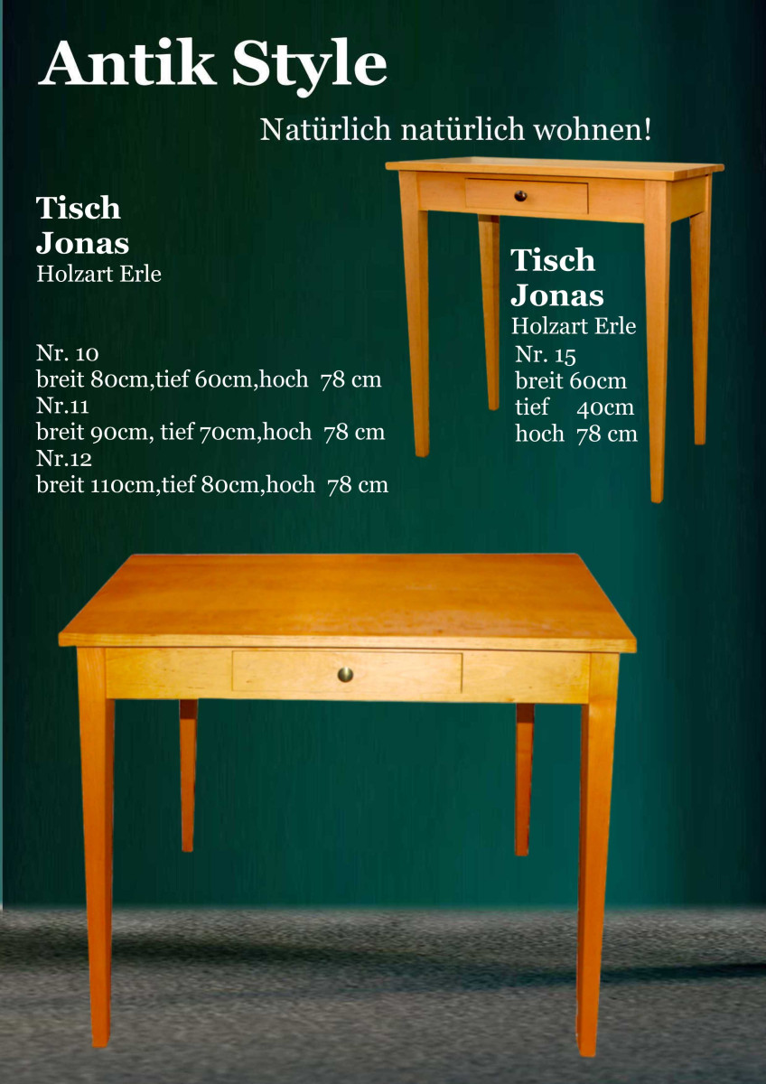 Tisch Jonas Erle 80x60 cm Schublade | Antik-Style-Berlin | Antik-Style GmbH