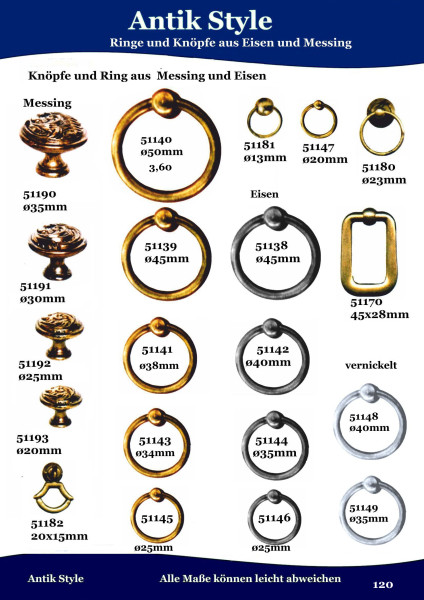 Ringe und Knöpfe aus Messing und Eisen. Seite 120