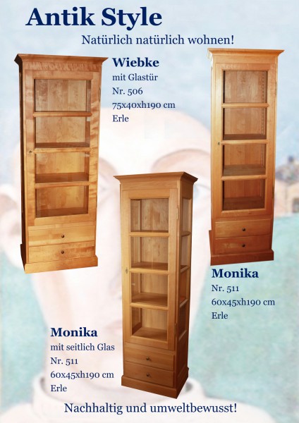 Vollholzmöbel Erle Glasschschrank Seite 0478