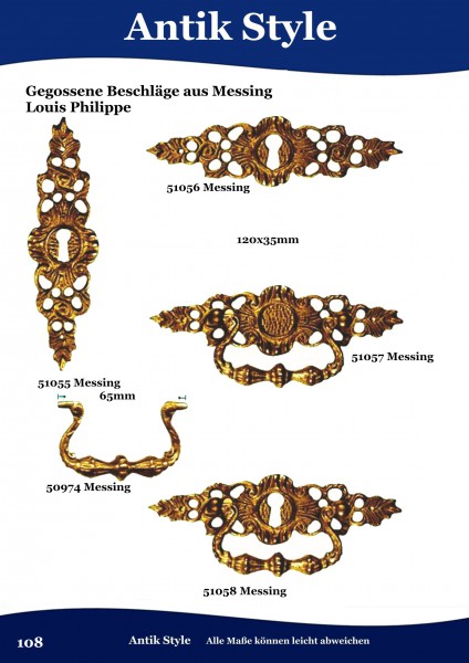 Gegossene Beschläge für Möbel aus Messing Louis – Philippe. Seite 108